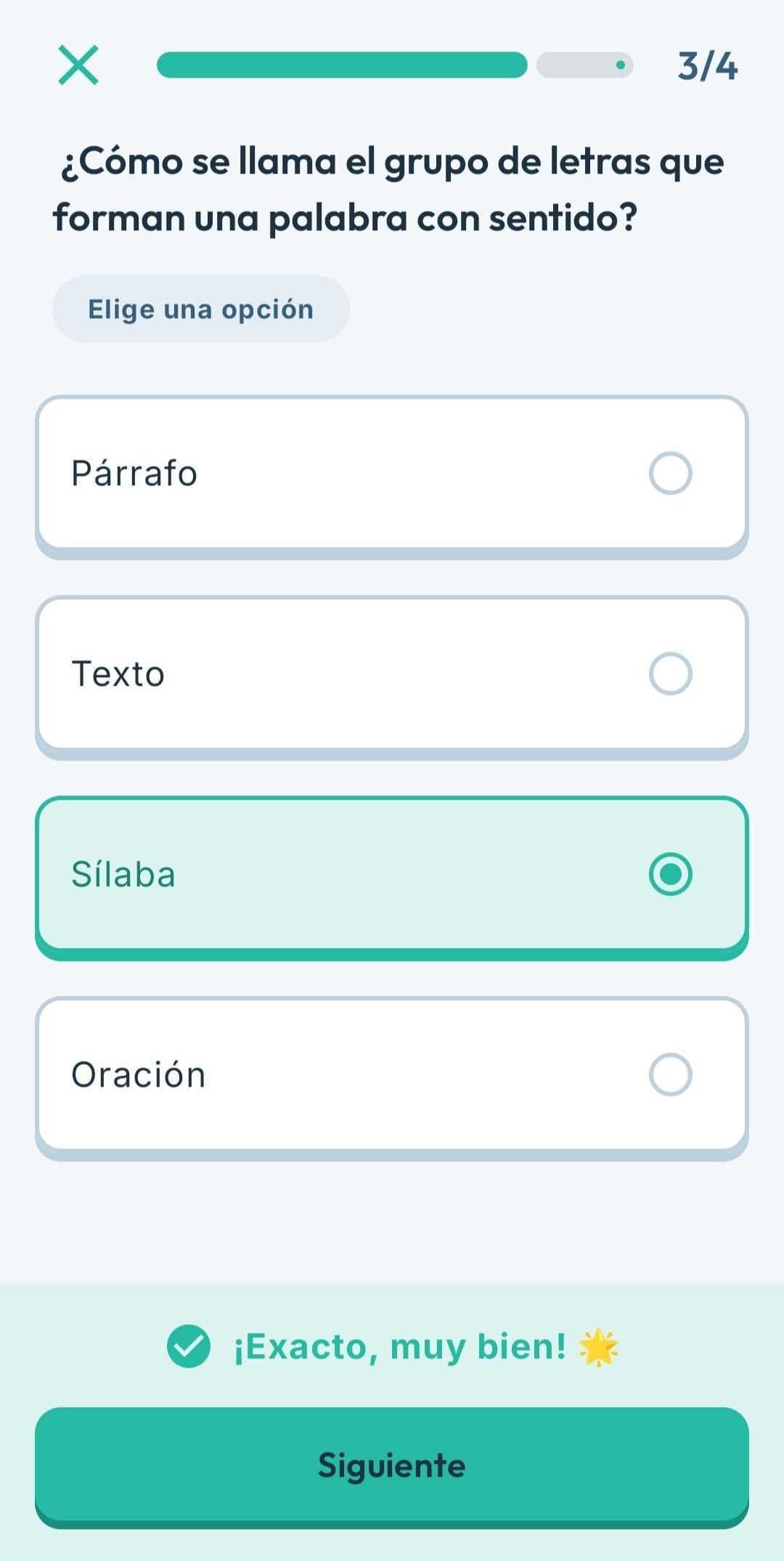 Cuestionario real de la aplicación Lumio